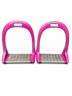 Lorenzini Original Aluminum Horse Stirrups Pink Titanium Footbed - Adult English